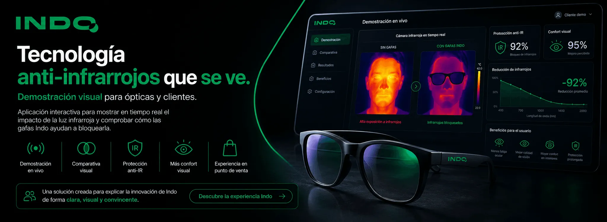Indo — Aplicación interactiva para demostrar la protección frente a la luz infrarroja — Galería