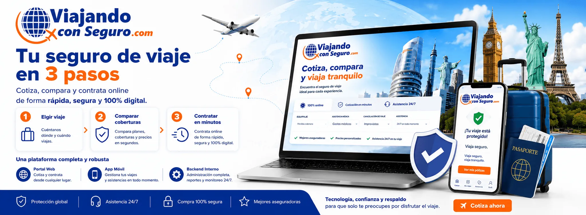 Viajando con Seguro — Portal y aplicación para contratar seguros de viaje en tres pasos — Galería