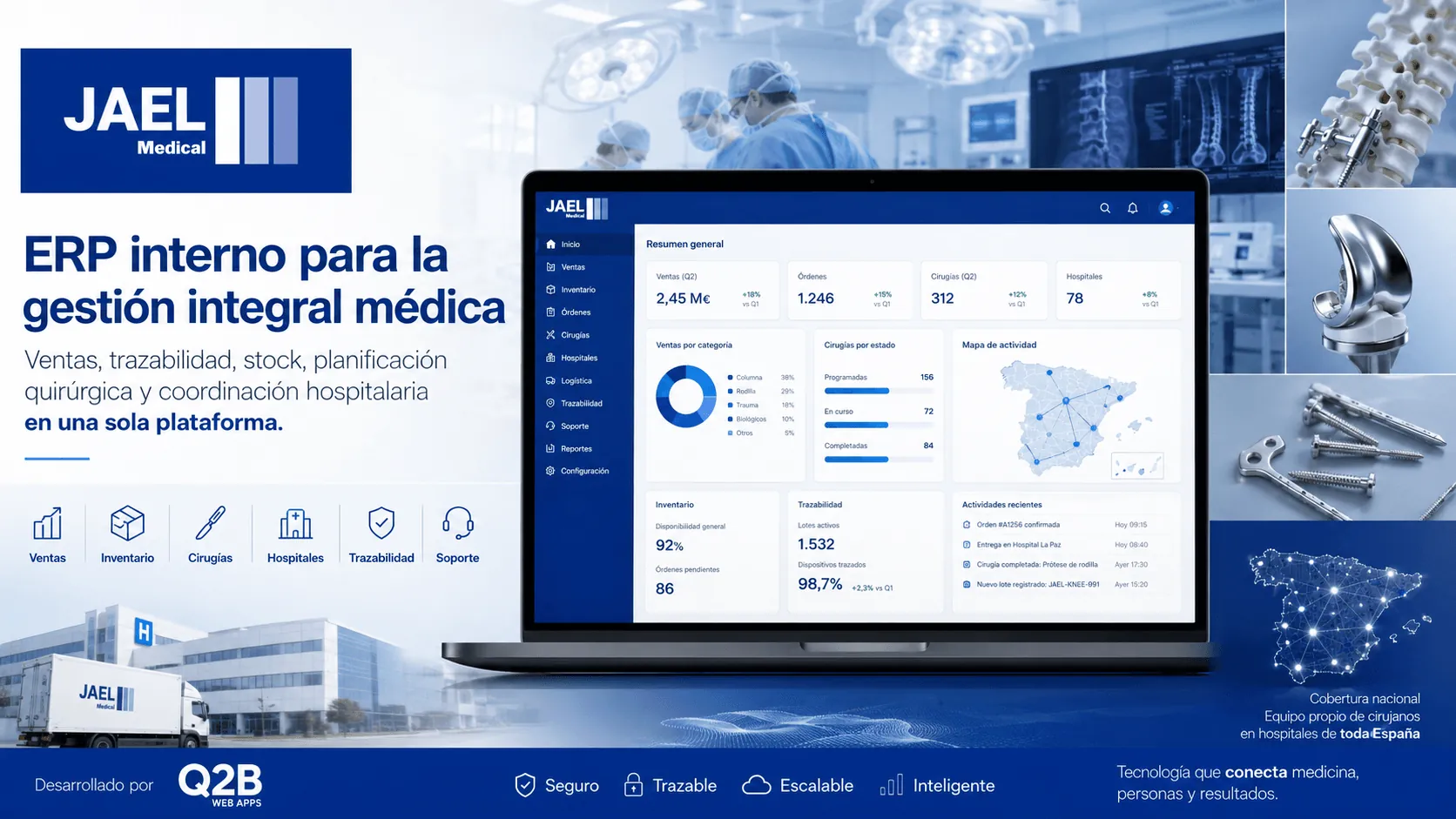 JAEL Medical — ERP integral para la gestión de material quirúrgico y coordinación hospitalaria