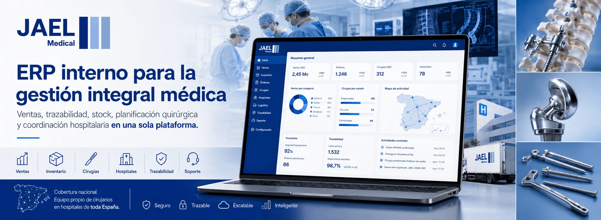 JAEL Medical — ERP integral para la gestión de material quirúrgico y coordinación hospitalaria — Galería
