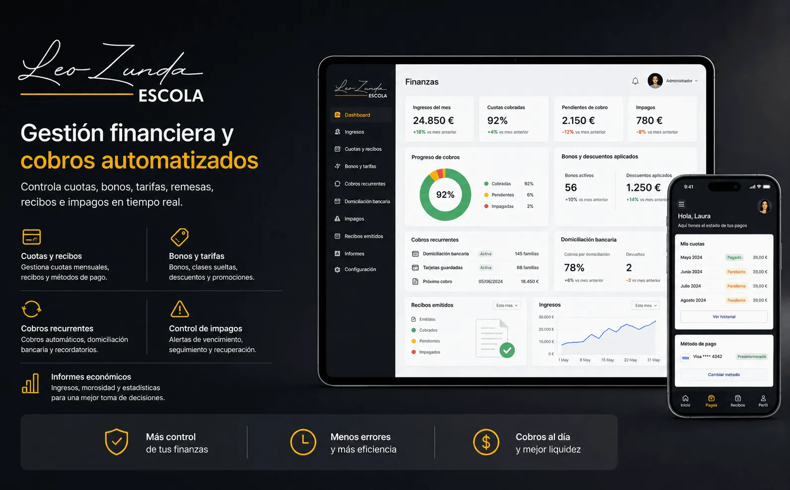 Leo Zunda Escola — ERP integral para la gestión de escuelas de baile — Galeria 2