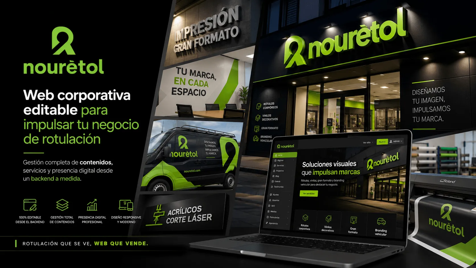 Nouretol — Web corporativa totalmente gestionable para una empresa de rotulación