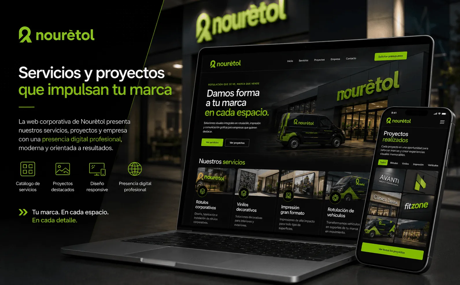 Nouretol — Web corporativa totalmente gestionable para una empresa de rotulación — Galeria 1