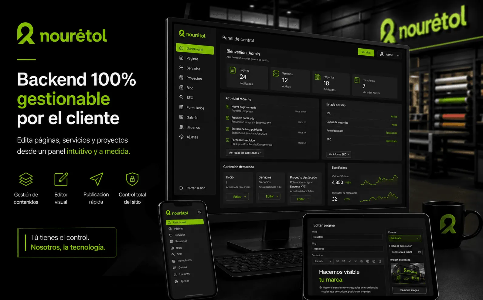 Nouretol — Web corporativa totalmente gestionable para una empresa de rotulación — Galeria 2
