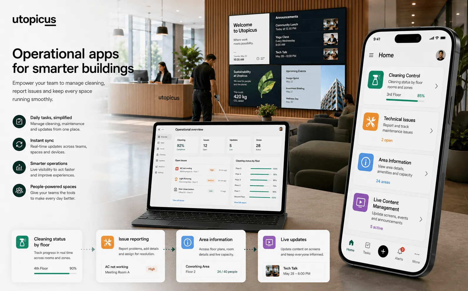 Utopicus- Plataforma de gestión informacional y pantallas multimedia para edificios inteligentes — Galería 2