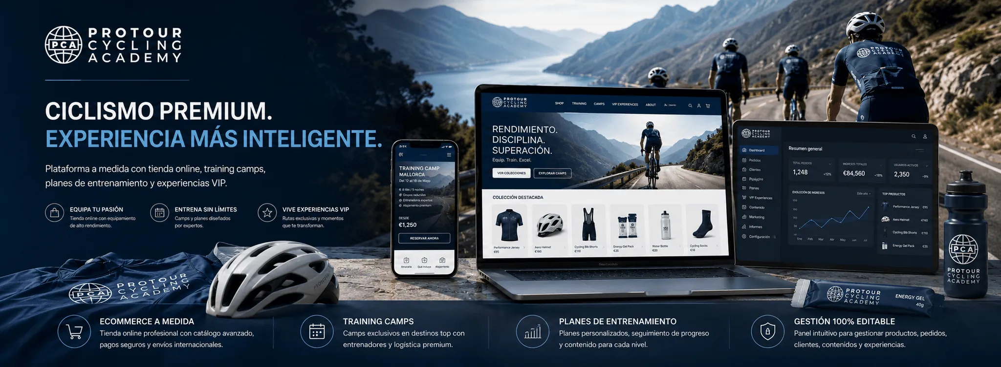 Protour Cycling Academy — Ecommerce y plataforma digital para ciclistas premium — Galeria