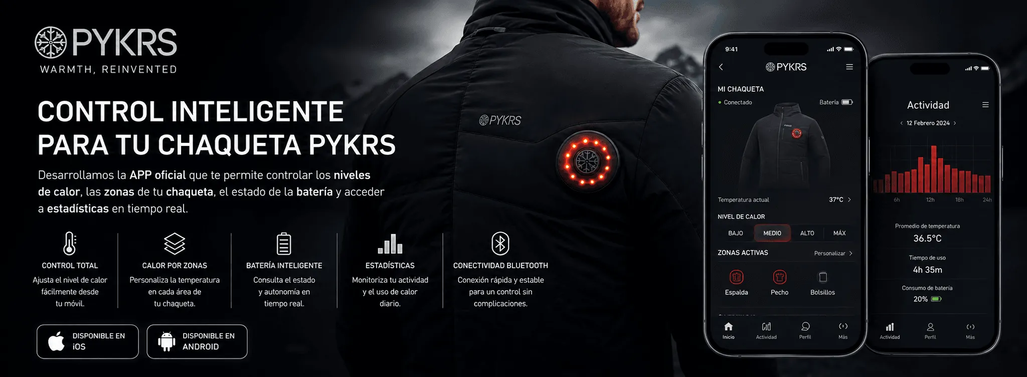 PYKRS — App móvil para el control inteligente de chaquetas calefactables — Gallery