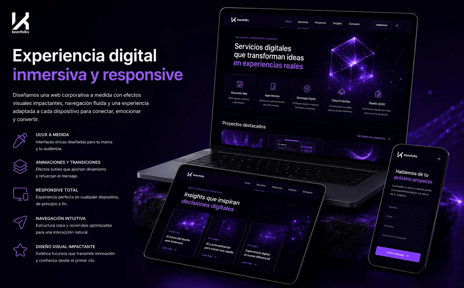 The Keenfolks — Web corporativa futurista, editable y orientada a innovación — Galería 1