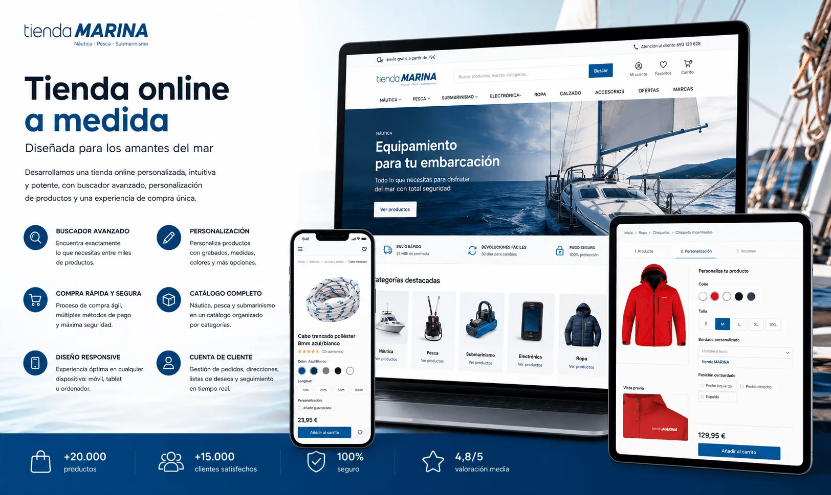 Tienda Marina — E-commerce a medida para productos náuticos, pesca y submarinismo