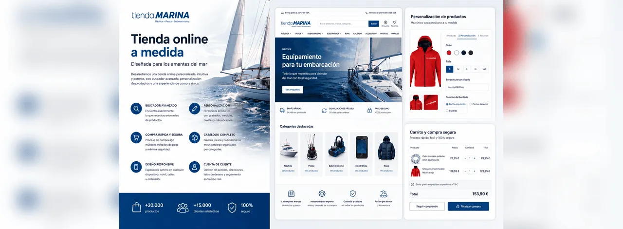 Tienda Marina — E-commerce a medida para productos náuticos, pesca y submarinismo — Galería