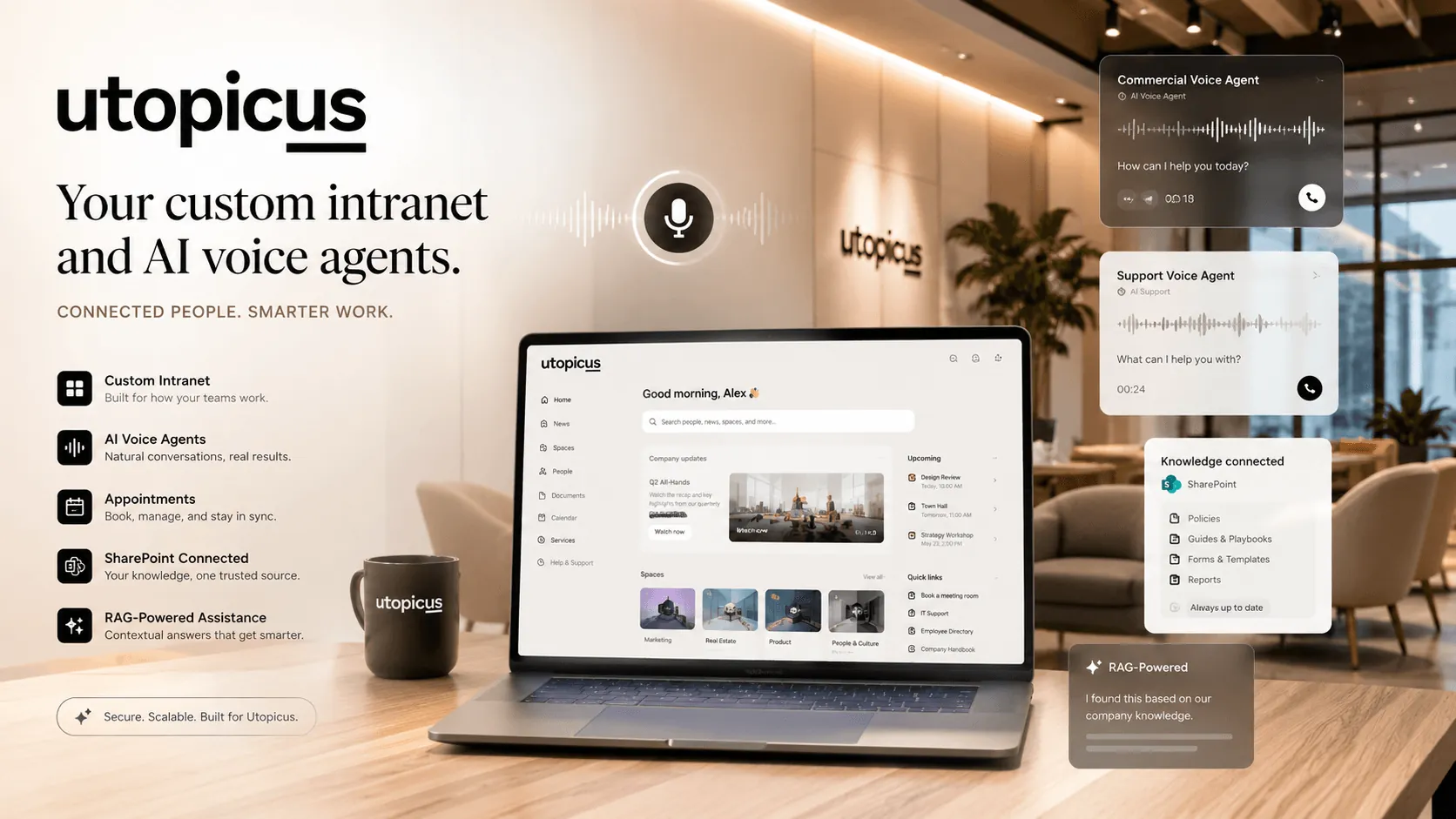 Utopicus — Intranet corporativa y agentes de voz con IA conectados al conocimiento interno