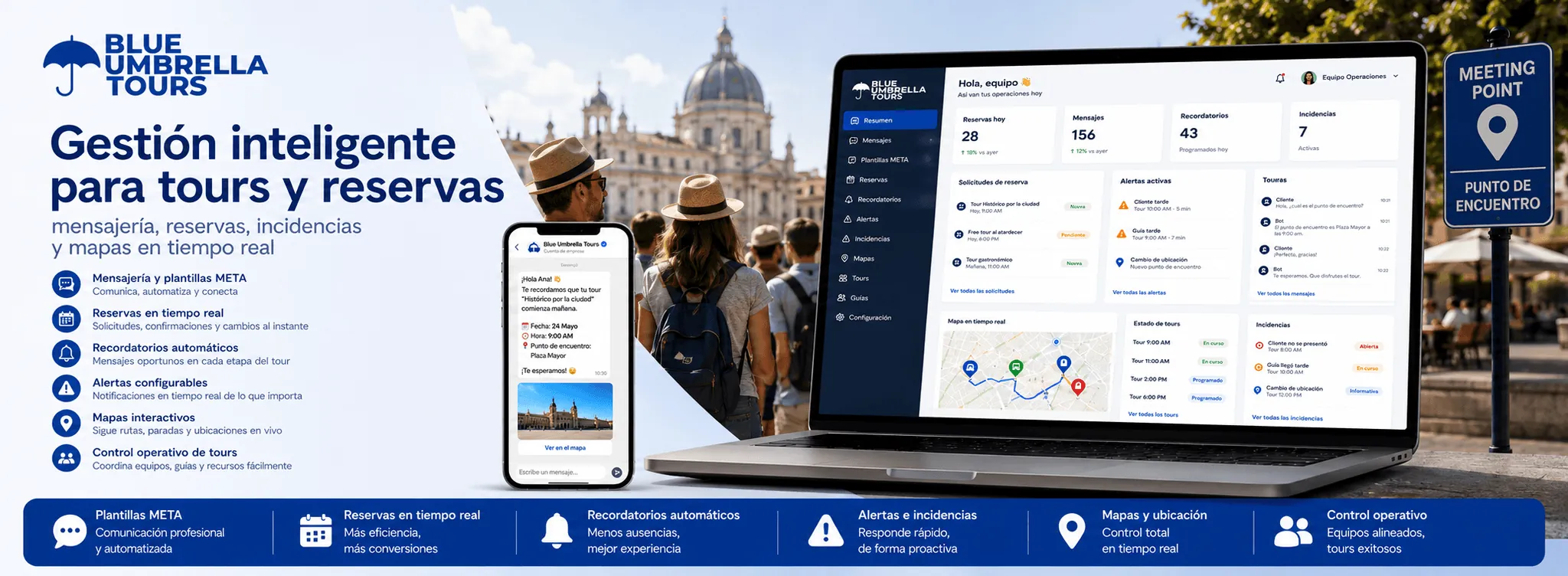 Blue Umbrella Tours — Plataforma de gestión inteligente para tours, reservas, mensajería e incidencias — Galeria