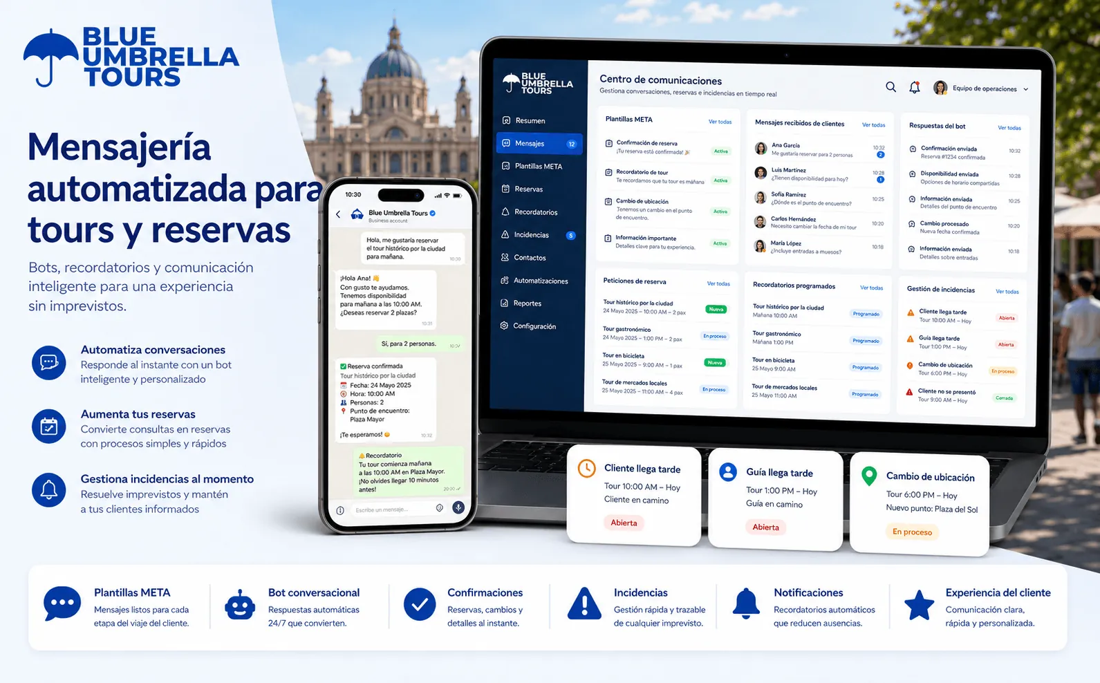 Blue Umbrella Tours — Plataforma de gestión inteligente para tours, reservas, mensajería e incidencias — Galeria 2