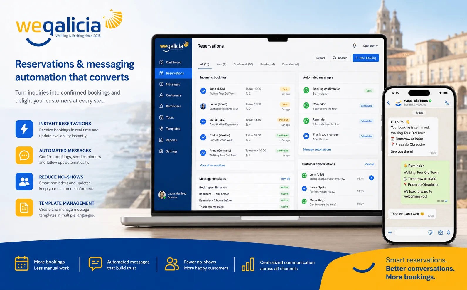 WeGalicia Tours LLC — Plataforma de gestión inteligente para tours, reservas, mensajería e incidencias — Galería 1