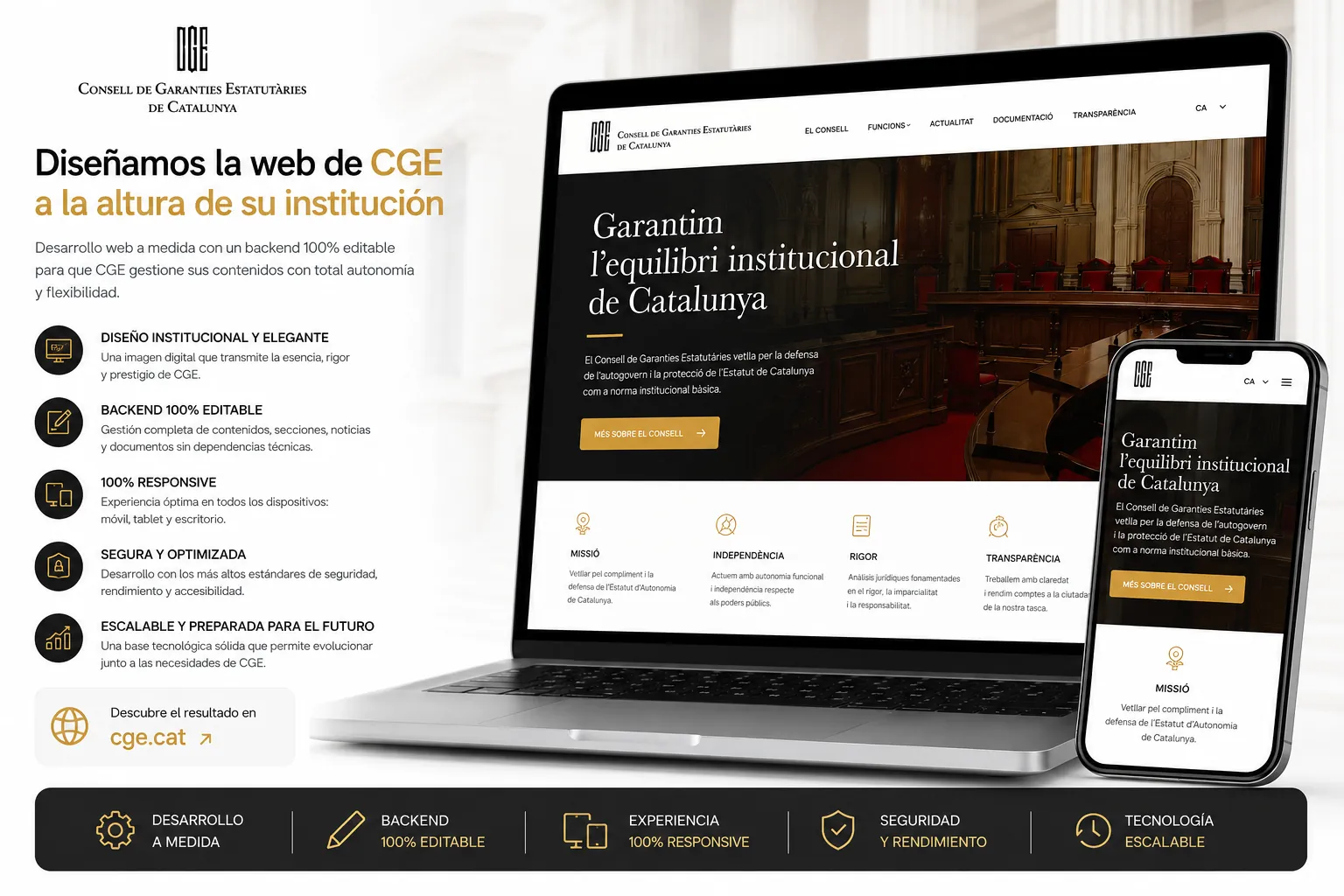 CGE — Diseño y desarrollo web institucional con backend 100% editable