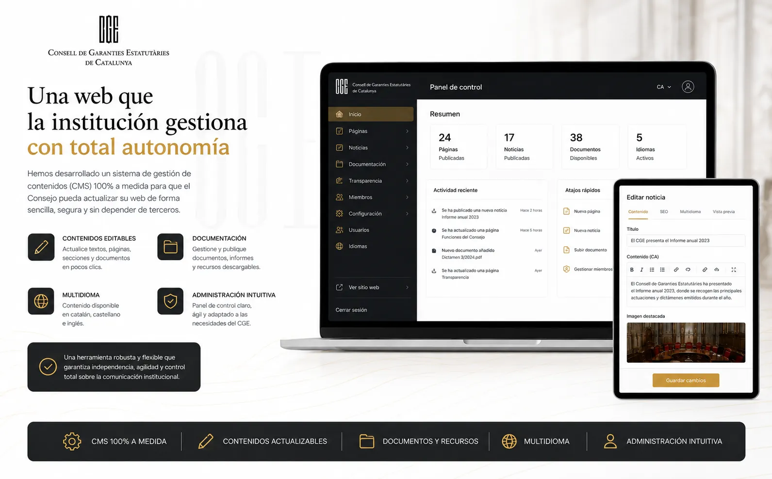 CGE — Diseño y desarrollo web institucional con backend 100% editable — Gallery 1